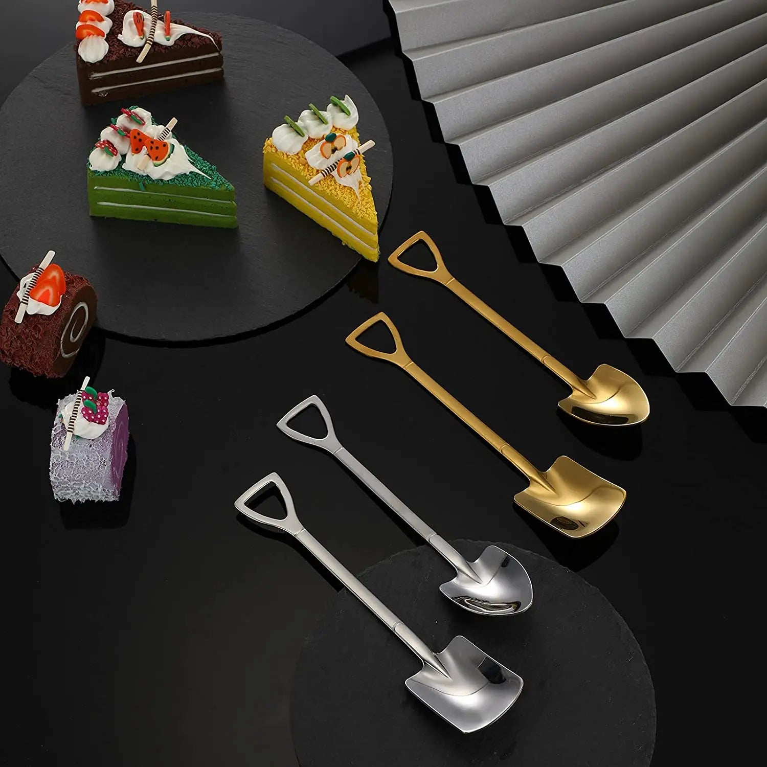 Retro Square Stainless Dessert Spoon