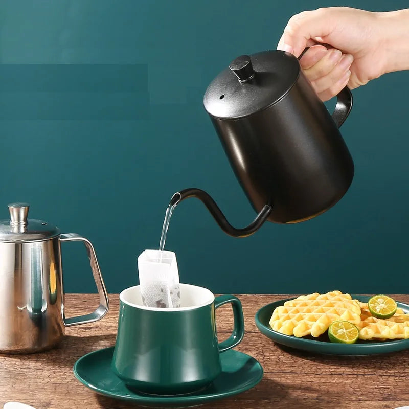 Steel Coffee Kettle 350ml 600ml Camping Home Kitchen Water Tea Coffee Pot