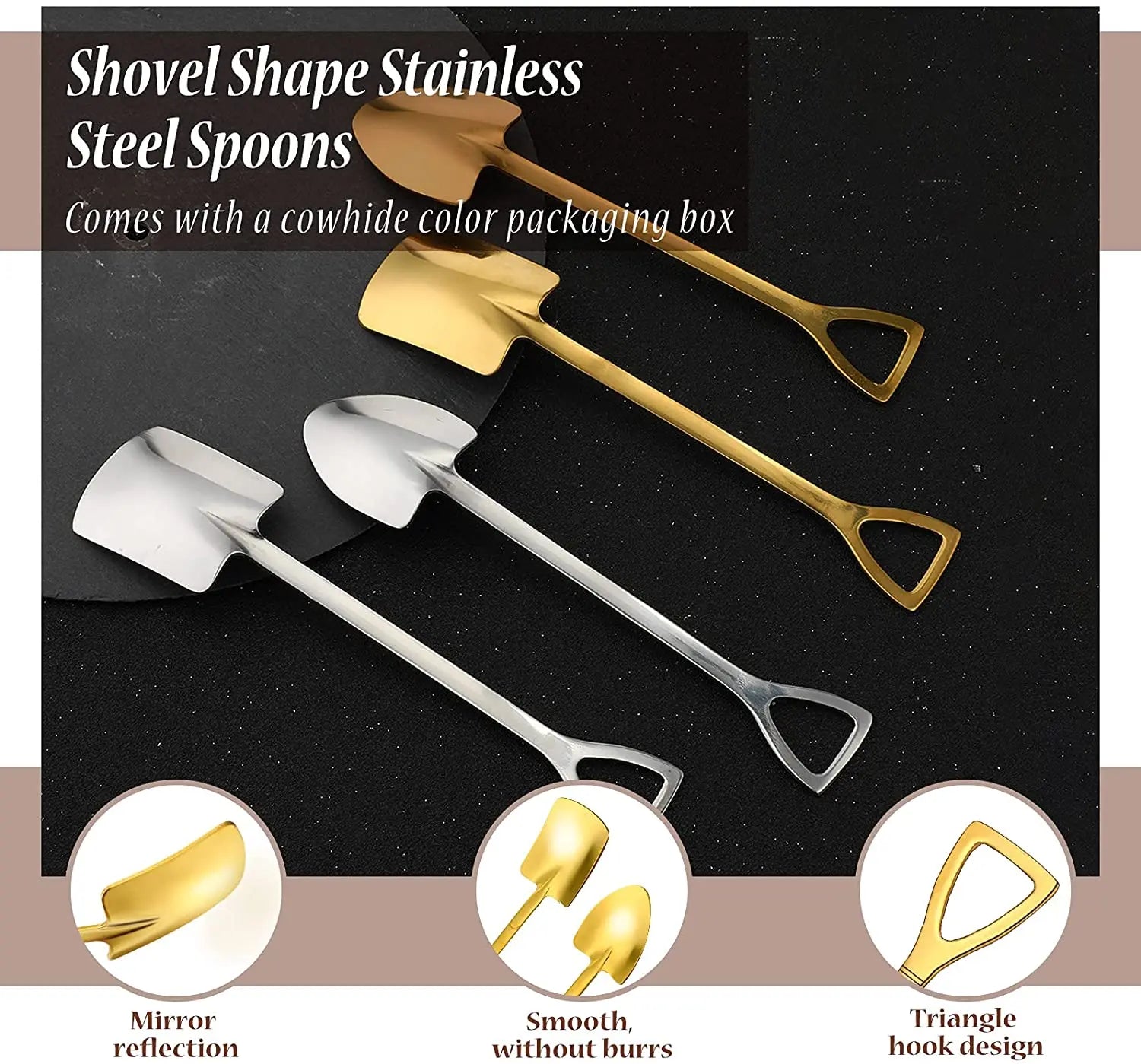 Retro Square Stainless Dessert Spoon